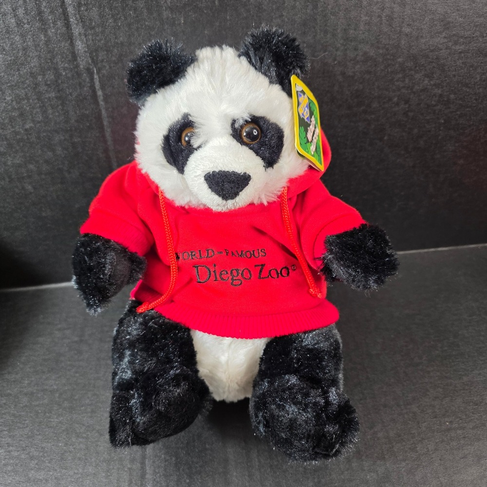 San Diego The Petting Zoo Panda Bear Plush Wildlife Collection Red‎ Hoodie - NEW